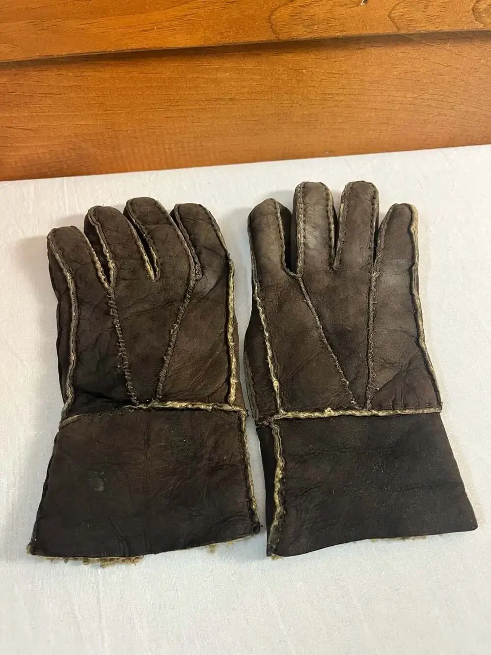Genuine Shearling Sheepskin Leather Winter Gloves